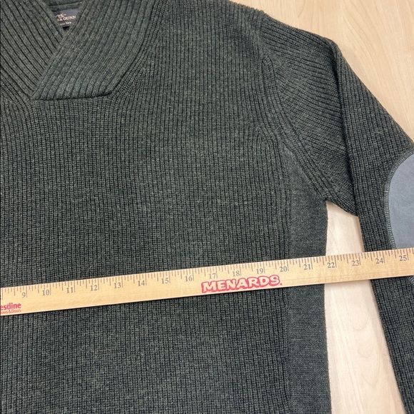 Rodd & Gun wool shawl collar academia elbow patch knit gray pullover sweater L - Picture 6 of 8